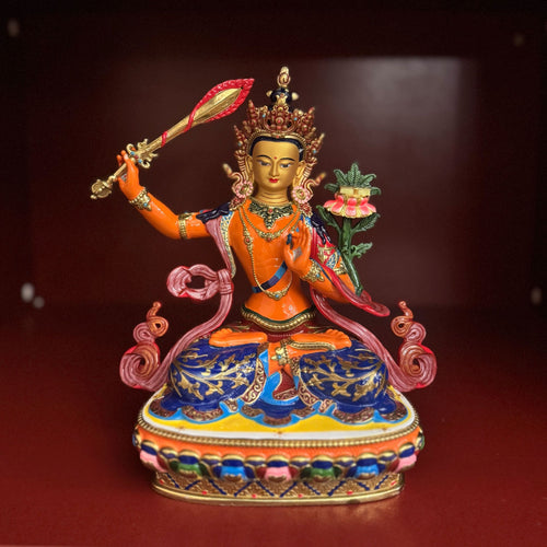 Hand-Painted Manjushri Statue - Glossy Finish (Consecrated)