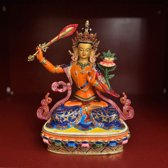 Hand-Painted Manjushri Statue - Glossy Finish (Consecrated)
