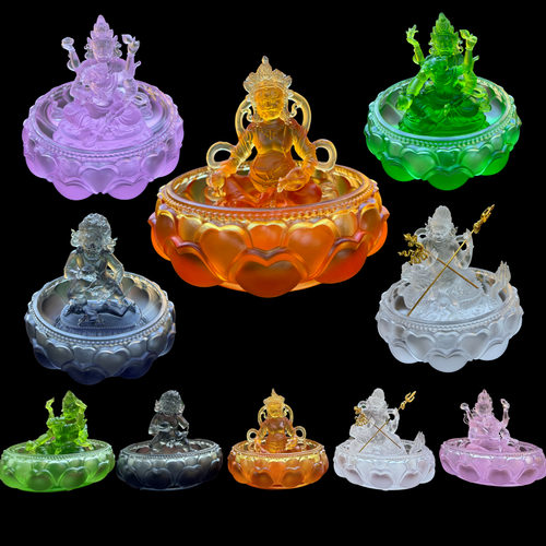 5 Dzambhalas Glass Water Offering Set