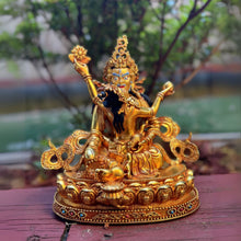 Load image into Gallery viewer, 7 inch Metal Green Dzambhala Statue (Consecrated) (Pre-order)