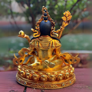 7 inch Metal Green Dzambhala Statue (Consecrated) (Pre-order)