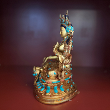 Load image into Gallery viewer, Green Tara Statue with Inlay – 21.5 cm (Consecrated)