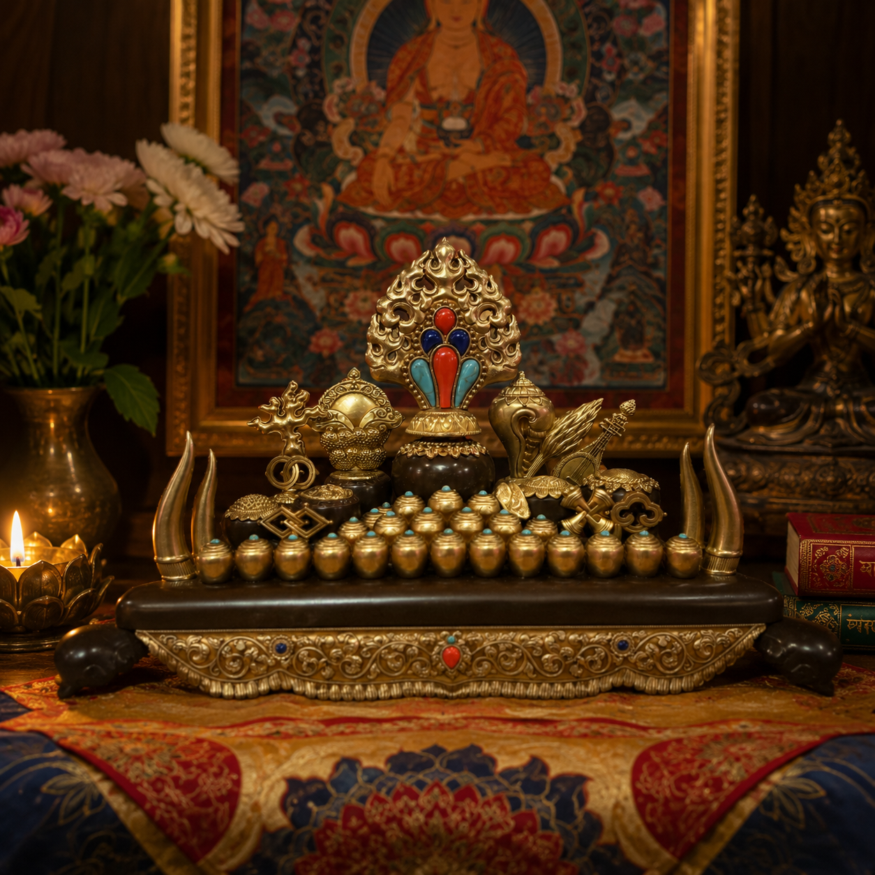 Brass Five-Sense Offering Set