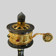 Load image into Gallery viewer, Gold with Stones Handheld Prayer Wheel