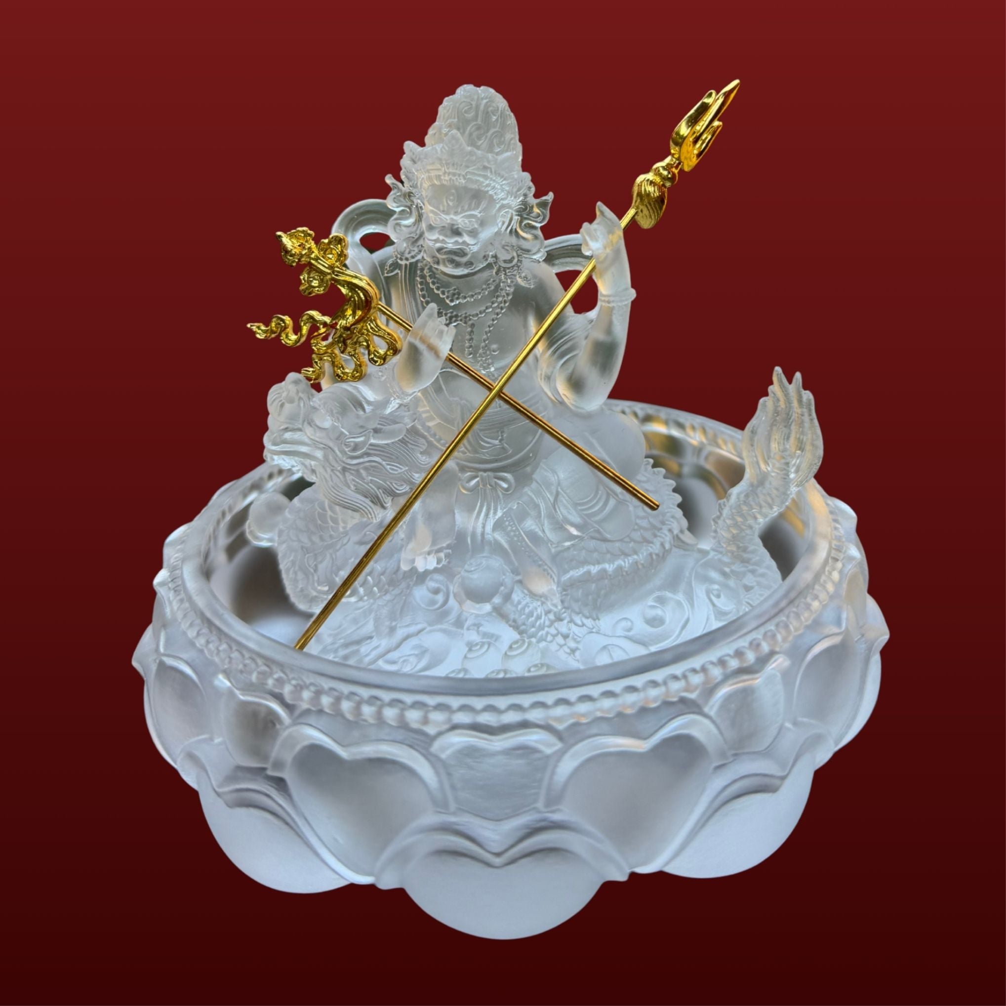 White Dzambhala Glass Water Offering Set