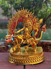 White Dzhambhala Statue - 7" Consecrated Golden Color