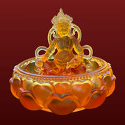 Yellow Dzambhala Glass Water Offering Set