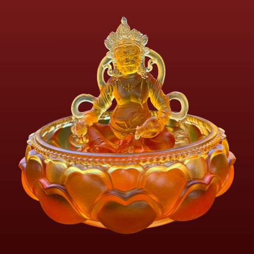 Yellow Dzambhala Glass Water Offering Set