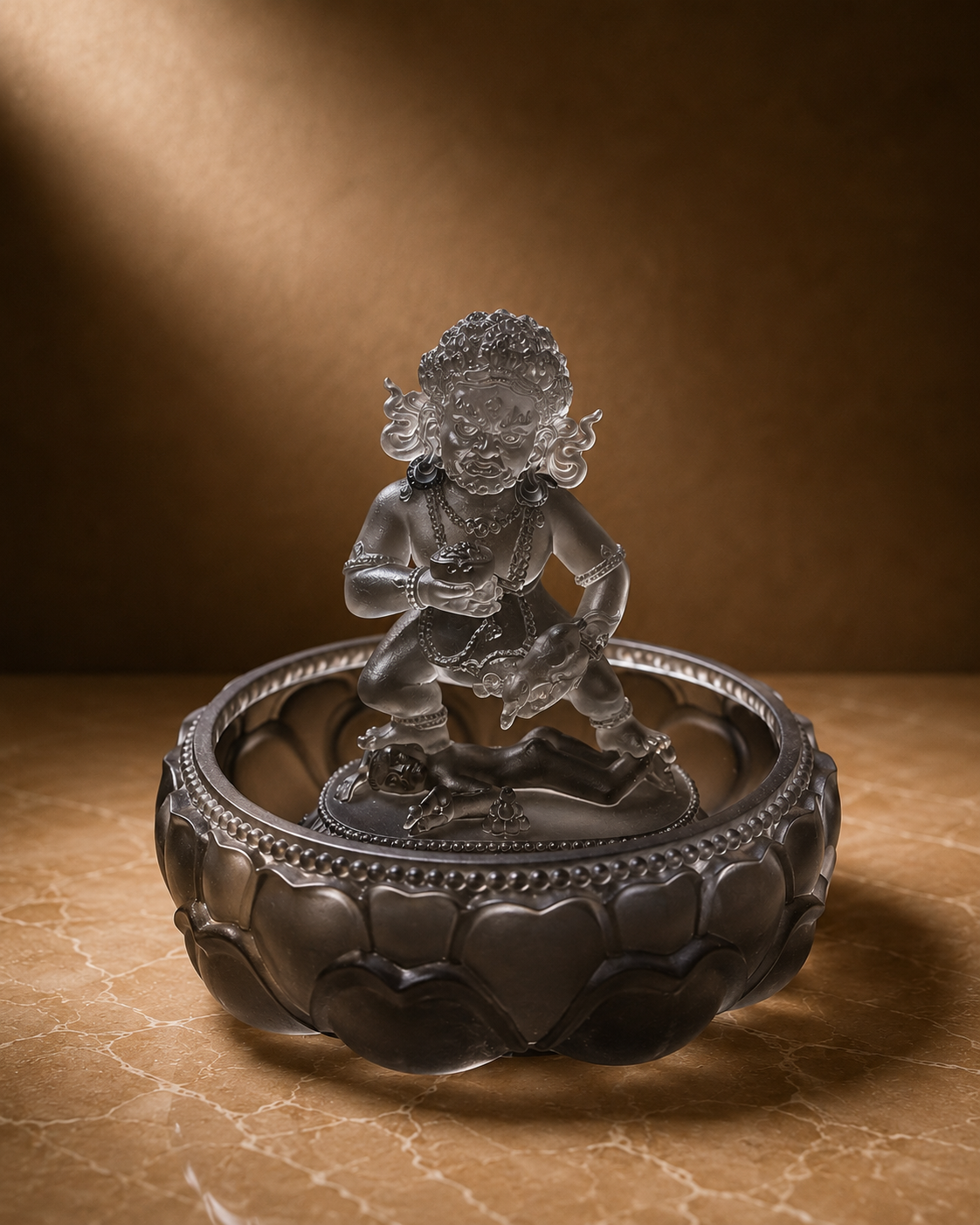 Black Dzambhala Glass Water Offering Set