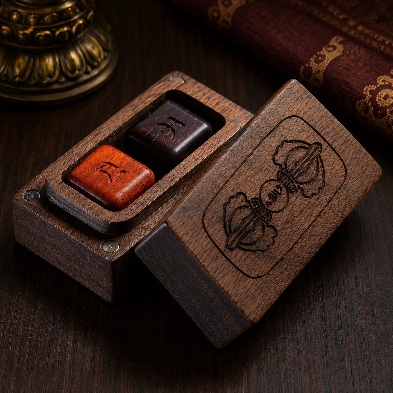 Wooden Mo Dice - Manjushri Heart Mantra