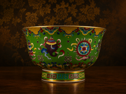 Traditional Tibetan 8 Auspicious Symbols Ceramic Offering Bowls