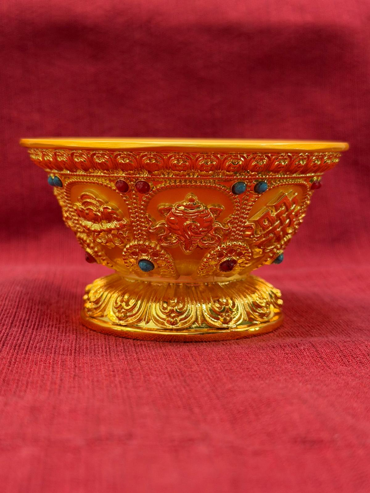 Brass Offering Bowls with Stone Details