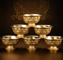 Load image into Gallery viewer, Brass Lotus Offering Bowls