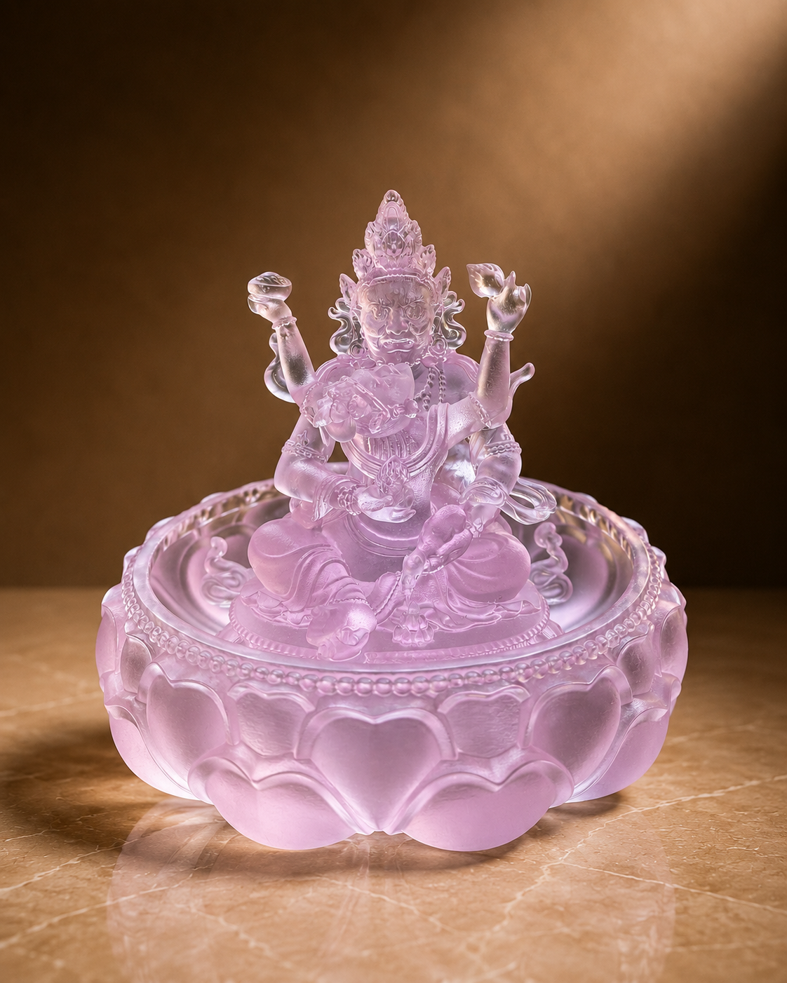 Red Dzambhala Glass Water Offering Set
