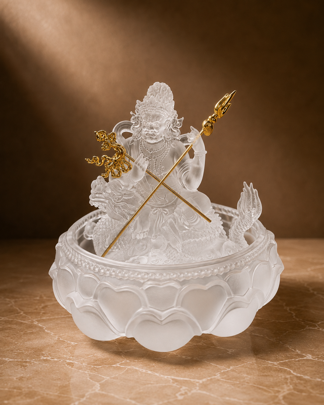 White Dzambhala Glass Water Offering Set