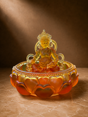 Yellow Dzambhala Glass Water Offering Set